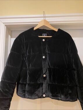 Puffa Black Velvet Quilted Puffer Elevated Minimalist Quiet Luxury M